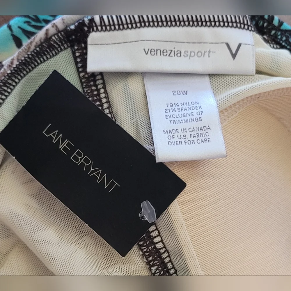 NWT Lane Bryant Venezia Sport Tropical One Piece Halter Swimsuit - Size 20W/2X